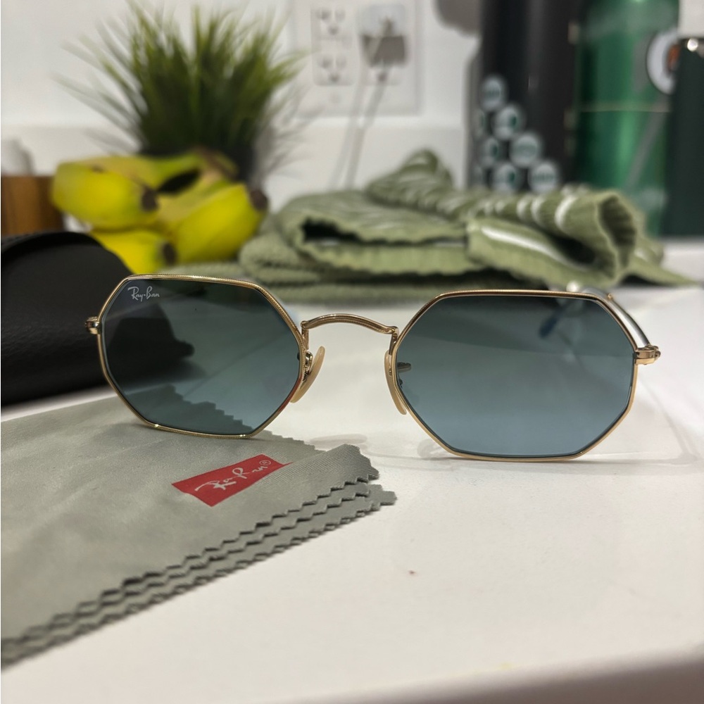 Ray-Ban Hexagonal Gold Frame Sunglasses